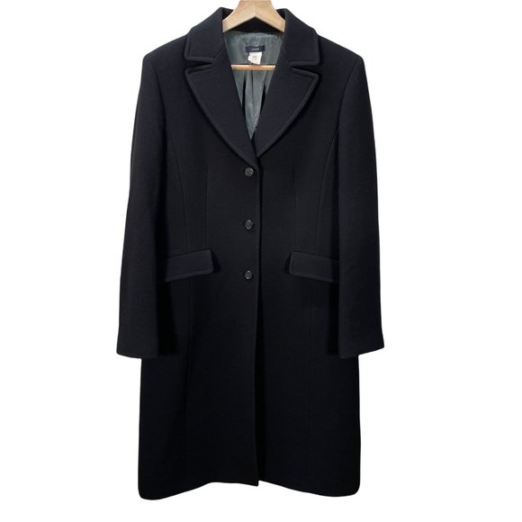 J. Crew Women's Size 12 Black Double Cloth Wool Trench Coat